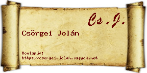 Csörgei Jolán névjegykártya