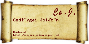 Csörgei Jolán névjegykártya